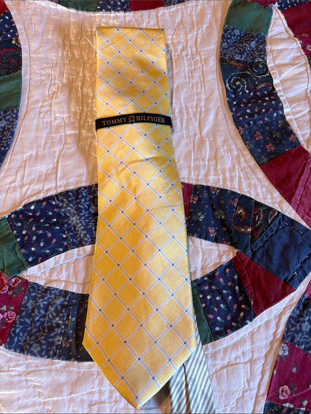 Tommy Hilfiger Yellow Windowpane Silk Tie All ties are 3 for $30.